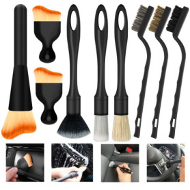 Pinceau Detailing Auto, 9 PCS Kit Nettoyage Voiture, Pinceau Nettoyage Voiture pour La Voiture Moto Cuir, Tableau de Bord, Intér