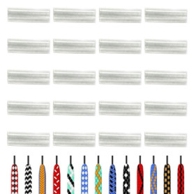 Lot de 20 embouts de réparation de lacets transparents, extrémités et extrémités de cordon, gaines thermorétractables, pointes d
