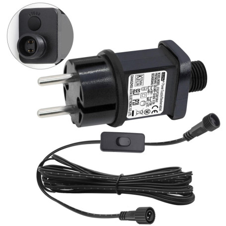 Transformateur LED CZJUTAI IP44 Alimentation pour éclairage de Noël avec prise - Prise européenne （ EL/FC36V12W) avec interrupte