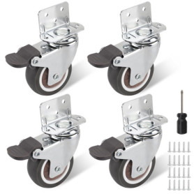 Set de 4 roulettes pour meubles 50 mm – avec frein – capacité de charge de 120 kg – roulette charge lourde – 360° pivotant roue 