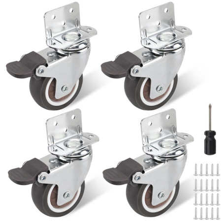 Set de 4 roulettes pour meubles 50 mm – avec frein – capacité de charge de 120 kg – roulette charge lourde – 360° pivotant roue 