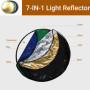 Set 7-en-1 reflecteur Pliable 43" / 110 cm avec Sac de Transport - Or, Argent, Noir, Blanc, Bleu, Vert, translucide - reflecteur