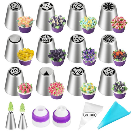 47 Set de Douilles Patisserie Russes - Kit Patisserie - Ustensiles à Pâtisserie - Accessoire Patisserie - Set de Douille Patisse