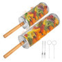 Lot de 2 Paniers à Barbecue Emboîtables - Acier Inoxydable 304 avec Poignée en Bois Amovible - Pour Légumes et Viandes - Accesso