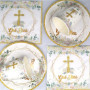 Vaisselle de Fête Communion,Doyomtoy Vaisselle Papier Set Décoration de Première Communion Assiettes en Papier Serviettes Tasses