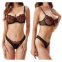 NewBull Ensemble de lingerie sexy pour femme - En tulle transparent - Ensemble sexy - Broderie florale - Soutien-gorge push-up a