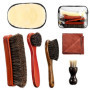 lompyeu Brosses à Chaussures,Brosse CRIN Cheval,Kit Nettoyage Chaussure,4 Brosses Applicatrices de Cirage,1 Gant de Nettoyage en
