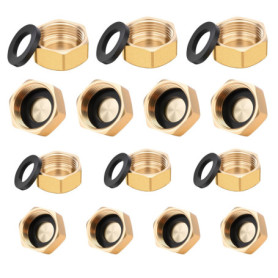 lompyeu 14 Pièces Bouchon en Laiton, 1/2 3/4 Bouchon Femelle en Laiton Robinet Machine à Laver, Plomberie Bouchon Femelle Radiat