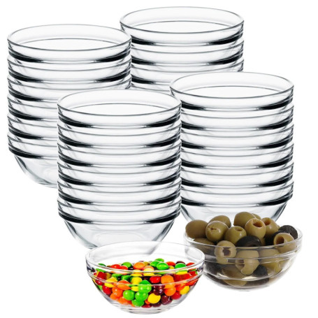 PORFOYO 20 Pièces Bol En Verre 7,5 cm, 75 Ml Mini Bols En Verre, Coupe Dessert Bols À Sauce Coupelle Dessert Bol À Trempette Pou