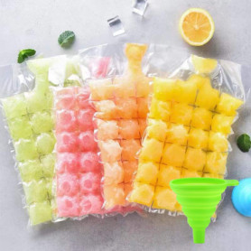 A.S.Marelis Lot de 50 sacs à glaçons, Sachets glacon pilée et sans BPA pouvant contenir jusqu'à 1200 glaçons, Moules sac a glaco