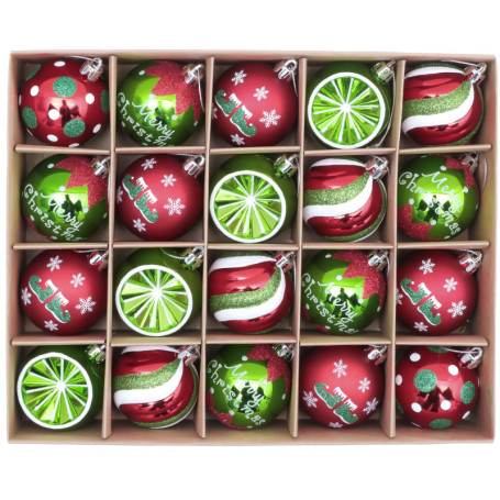 Victor's Workshop 20pcs 6cm Boules de Noël, Délicieux Elfe Rouge Vert et Blanc Incassable Boule de Noël Ornements Décoration pou