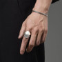 Auriselle Bague Homme Réglable Géométrique Dent de Diable Casque Vintage Viking Rétro Bague ouverte et fermée Bague de Pouce Got