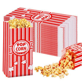 WANDGU Lot de 200 sacs à pop-corn : 9 x 6 x 21 cm Sacs à pop-corn rétro en papier kraft pour pop-corn, accessoires pour bonbons,