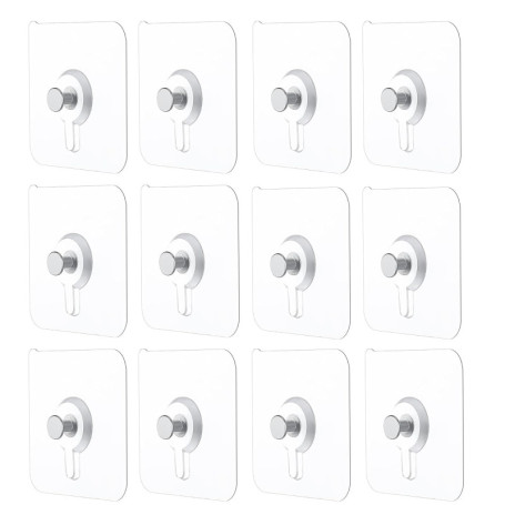 12 Pièce Adhesif Accroche Tableau Sans Percer,Attache Cadre Adhésif Crochets,Fixation Murale Sans Percer,pour Accroche Cadres Ph