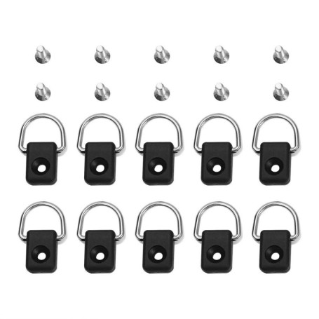 Nikou Kayak D Anneau, Lot de 10 Boucle Noire en D avec vis M6, Kayak gréement D Anneaux Sécurité Attache Boucle Pont Accessoires