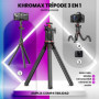 KHROMAX Trépied pour téléphone portable Trépied de voyage avec support mobile, flexible et extensible Trépied perche selfie trép