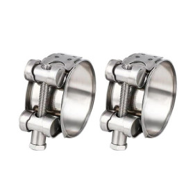 Lot de 2 colliers de serrage à boulon articulé en acier inoxydable 48-51 mm - Collier de serrage robuste pour tuyau d'échappemen