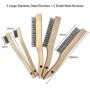 NICAVKIT Lot de 5 brosses à fil manuel avec manche en bois, 3 grandes brosses en acier inoxydable de 250 mm, 2 petites brosses e