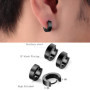 8 Paire Hommes inoxydable Boucles d'oreilles en acier, 8 mm boucles d'oreilles clip émail lunette ronde piercing oreille piercin
