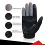4UMOR Gants Cyclisme avec Gel Rembourré Doigt Complet - Gants Sport Respirant Souple Anti-Choc à Écran Tactile pour Vélo, VTT, B