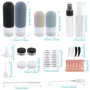 Lot de 17 bouteilles de voyage à remplir, en silicone, kit de voyage avec autorisation TSA - Rechargeables - Gadgets de voyage -
