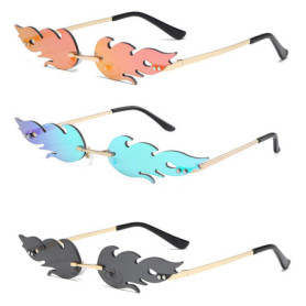 Smavles Lunettes de Soleil en Forme de Flamme 3 Pièces Party Lunettes,Lunettes de Fête Sans Monture Unisexe Montures de Lunettes