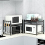 CIRULLI Etagere micro ondes extensible à 2 niveaux, etagere micro onde vertical avec 4 crochets en S,support de cuisine pratique