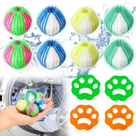 PQETBV Attrape Poils Machine a Laver, 12 PCS Réutilisable Boule Anti Poils Machine a Laver, Enleve Poil Animaux, pour Nettoyer P