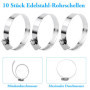Lot de 10 colliers de serrage réglables en acier inoxydable - 46-70 mm - Pour voiture, industrie, connexion et sécurisation des 