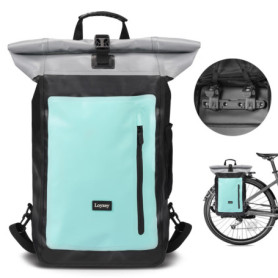 Loyzey Sacoche de Vélo 100% Imperméable Compartiment pour Ordinateur Portable 2 en 1 Sac à Dos & Sacoche Arrière Bicyclette pour