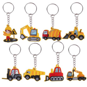 LiJuanWang Porte-clés Véhicules de Construction,8 pièces Porte Clef Enfant D'Ingénierie Cadeaux Enfants Thème Chantier en PVC,po