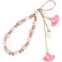 Opemg 1 lanière de téléphone portable rose avec cordon de suspension, motif fleur, cordon court pour décoration de coque de télé