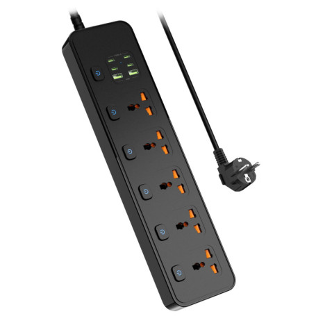 Multiprise avec Interrupteur de Sécurité Indépendant, Multiprise avec USB C, 5 Prises Universelles, 4 Ports USB-C et 2 Ports USB