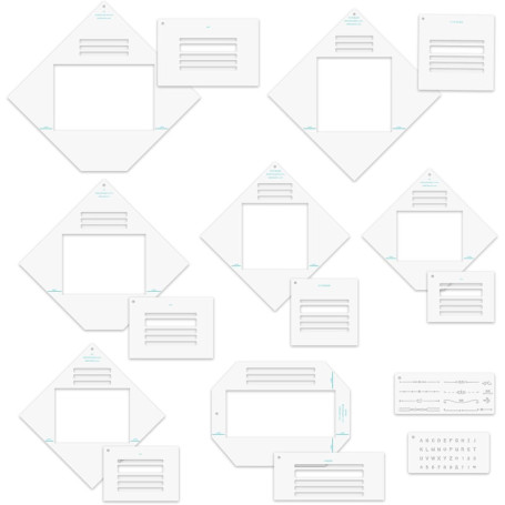 BAOFALI Lot de 17 guides d'enveloppes tout-en-un pour la fabrication de cartes et les travaux manuels en papier, projets artisti
