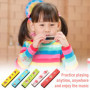 4 morceaux d'harmonica pour enfants, harmonica de dessin animé en bois, harmonica à double rangée de 16 trous, avec 4 sacs de ra