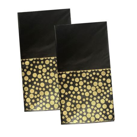 TAFACE Nappe en Or Noir 2pcs 137cm * 274cm, Nappe décorative à Motif de Points, épaissie imperméable et résistante à l'huile, dé