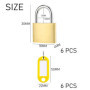 Lot de 6 mini cadenas avec 6 plaques à clés colorées - Kit de serrure en cuivre avec clé - Serrure de sécurité pour bagages - Co