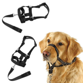 Omnikryp 2 Pièces Muselière pour Chien, Muselière en Nylon Réglable pour Chiens Anti Aboiement Anti Morsure, Respirante, pour Pe