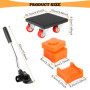 Kit de Poulettes pour Meubles Charge Lourde, 9 Pièces Leve Meuble 330 mm Barre D'extension, 4 Roue Rotative à 360 Degrés et 4 Bl