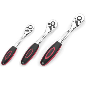 DYOUen Lot de 3 cliquets réversibles 1/4", 3/8", 1/2" - 72 dents - Denture fine avec poignée ergonomique