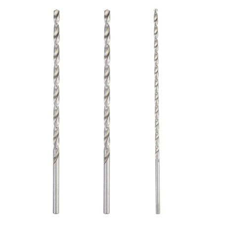 Lot de 2 forets hélicoïdaux à bois de 200 mm x 6 mm et 1 foret hélicoïdal HSS de 200 mm x 4 mm, extra long à tige directe, outil