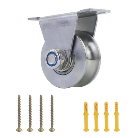 Poulie pour cordes, Roue à rouleaux en acier inoxydable 48mm avec 4 vis et 4 tubes d'expansion, Poulie pour câble en acier pour 