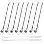 10 PièCes Pailles CuillèRe Pailles CuillèRe En Acier Inoxydable CuillèRes En Paille En MéTal RéUtilisable CuillèRe Pailles Paill