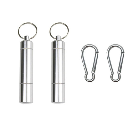 Zasiene Porte Cure-dents 4 pièce Aluminium Boite a Pilule étanche Cure-dent Portable Mini Distributeur Cure dent avec Porte-clés