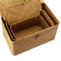 PINGEUI Lot de 3 paniers de rangement en jonc de mer avec couvercle et bouton, panier rectangulaire en jonc de mer pour vêtement