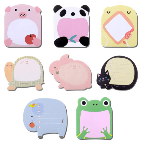 iwontalersy Lot de 8 Notes Autocollantes Animaux,Blocs-Notes Autocollants Pour Enfants,Blocs Mémo Autocollant,Onglets Autocollan