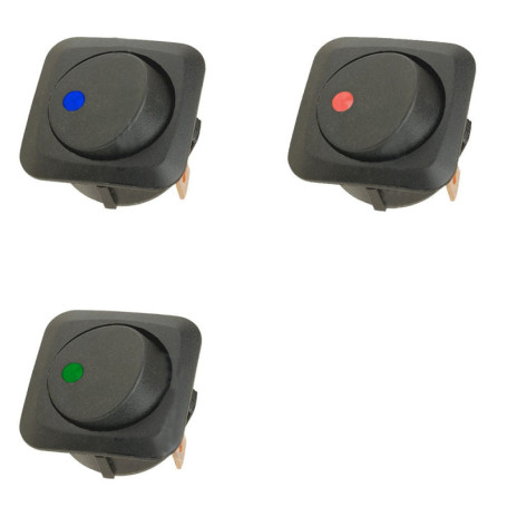 Mintice 3 X 25mm Véhicule de voiture Camion de bateau Rond Commutateur à bascule Interrupteur à bascule Lumière LED 12V 25A bleu