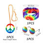 KRYMSON Déguisement hippie 3 pièces avec lunettes de soleil Pop Bandana Batik pendentif signe de la paix costume rétro disco acc