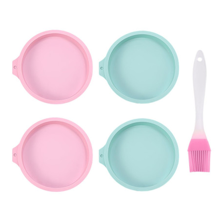 Lot de 4 moules à œufs de friteuse à air chaud, 1 pinceau en silicone, moules à friteuse à air chaud, moules à gâteau réutilisab