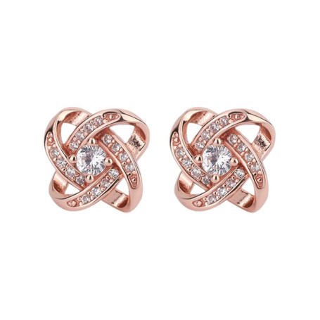 Une paire de boucles d'oreilles en or rose pour femme - Boucles d'oreilles roses - Boucles d'oreilles hypoallergéniques en zirco